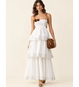 Zimmermann Fairlight Tiered Maxi Dress in Ivory Size 1/AU10 for rent on The Volte - image 1