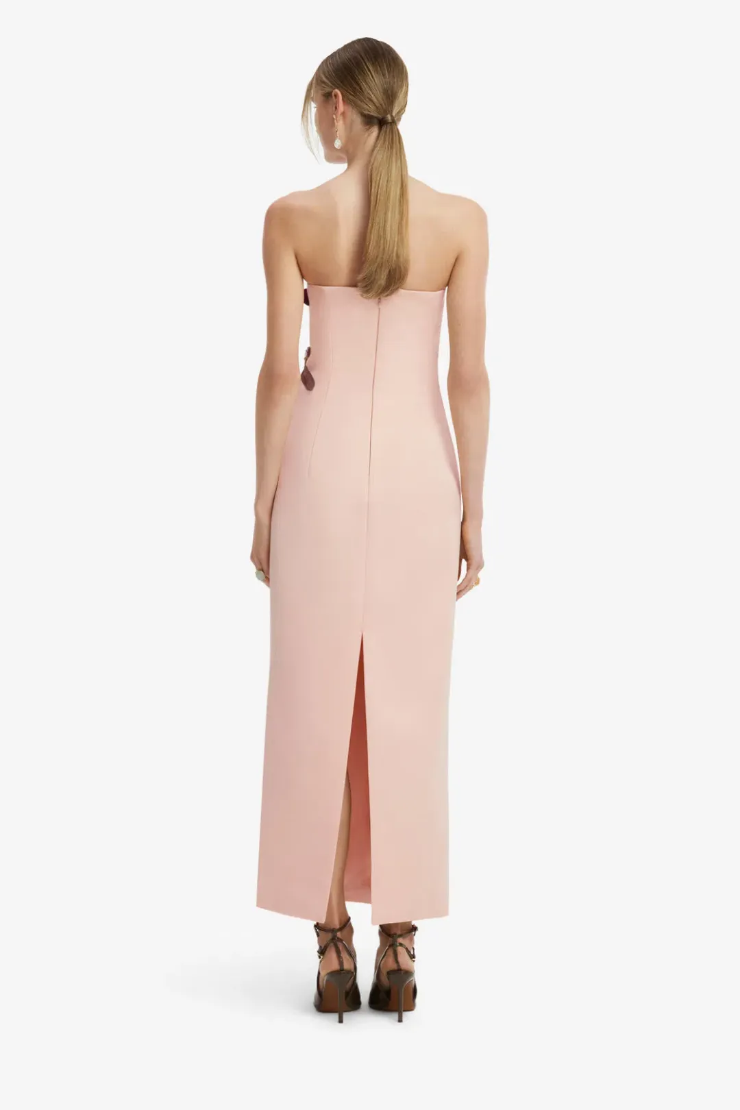 Leo Lin Rayna Embroidered Bustier Maxi Dress in Reverie Print in Nectar Size AU 12 for rent on The Volte - main image
