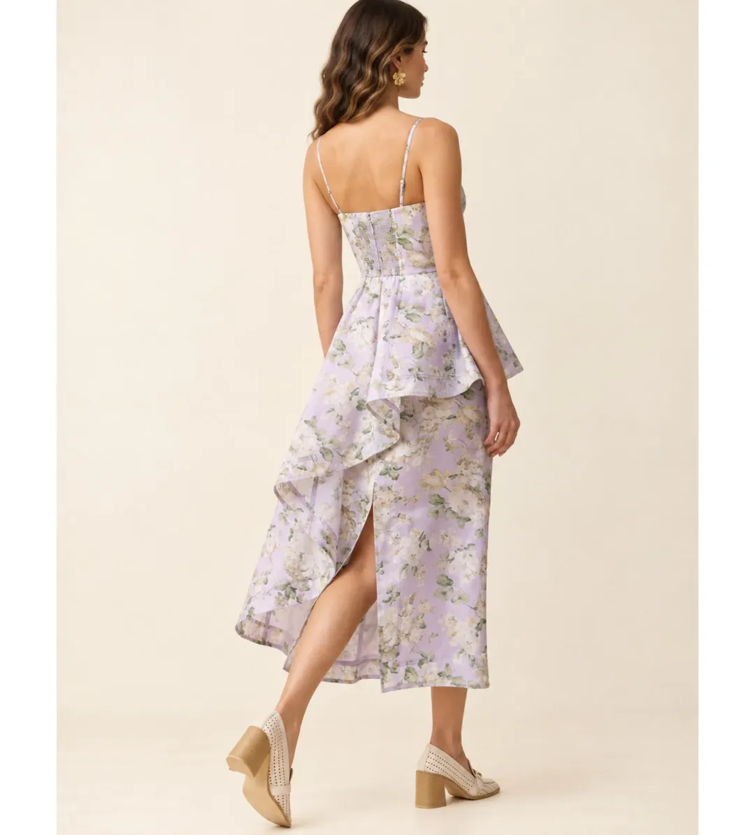 Zimmermann Clash Corset Midi Dress in Lilac Floral Size 0/AU8 for rent on The Volte - main image
