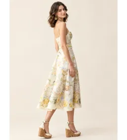 Zimmermann Clash Tuck Midi Dress in Citrus Blooms Size 0/AU8 for rent on The Volte - image 2