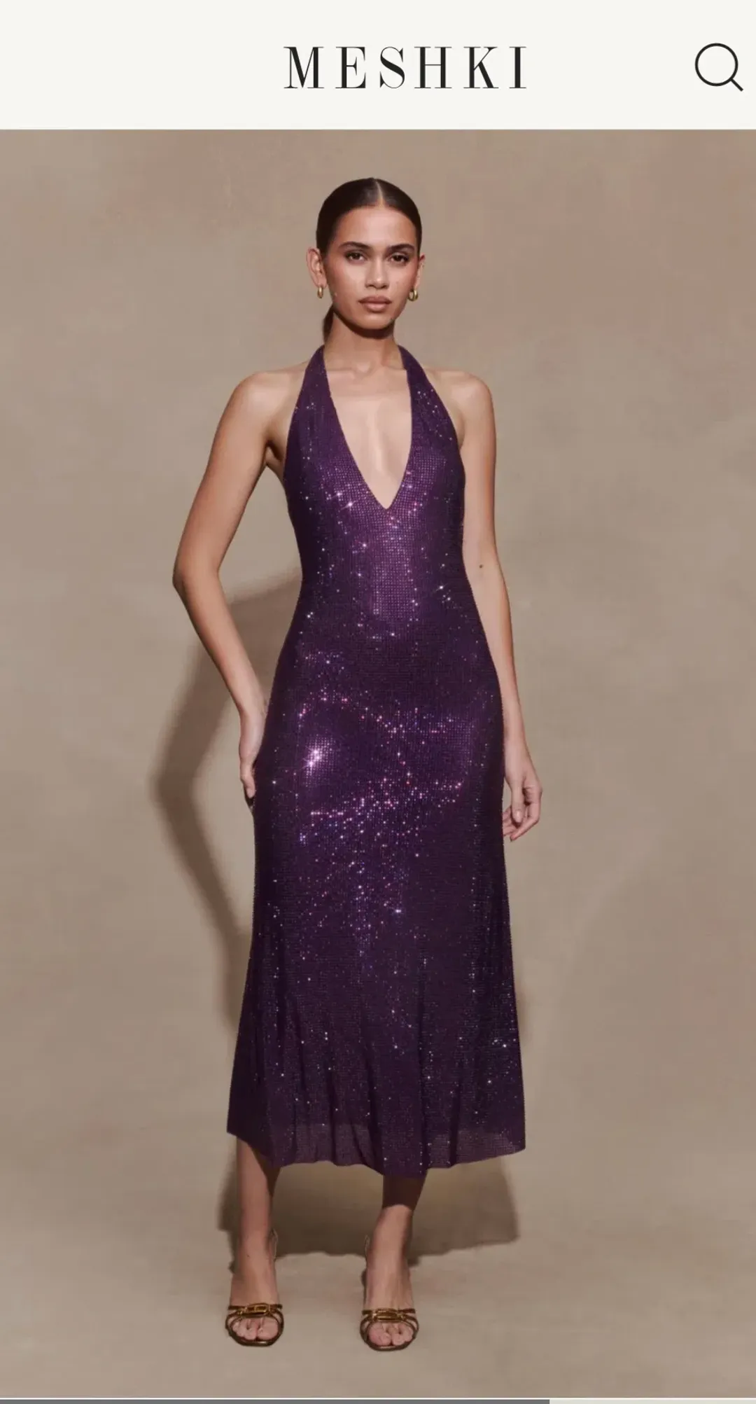Meshki Genie Diamante Halter Midi Dress - Purple for rent on The Volte - main image