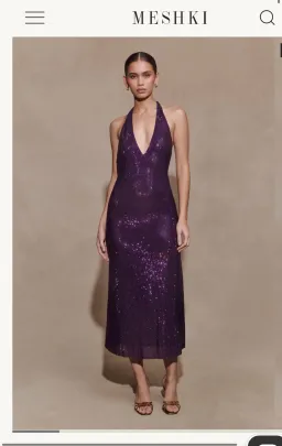 Meshki Genie Diamante Halter Midi Dress - Purple for rent on The Volte - image 1