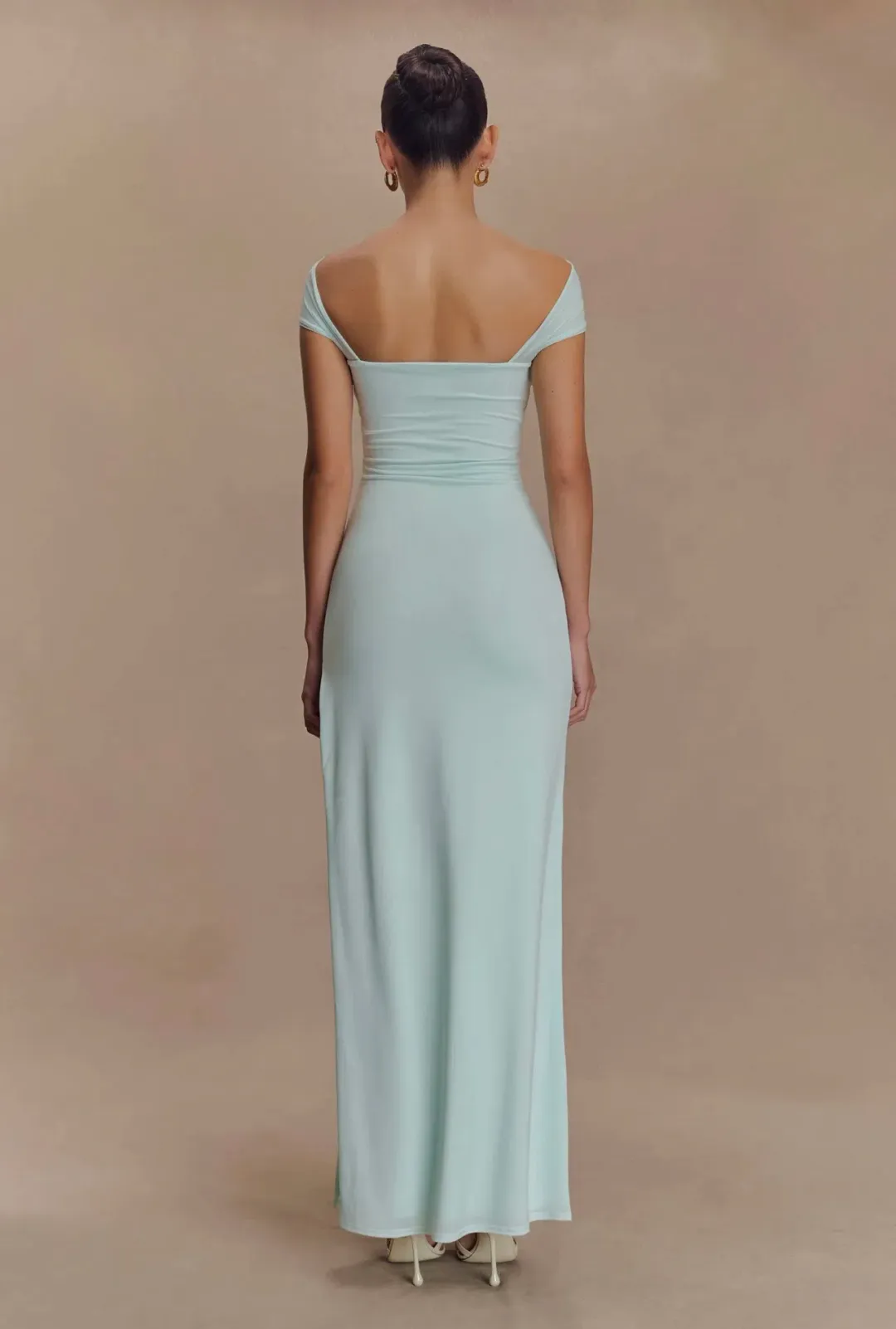 Meshki Aurora Slinky And Mesh Split Maxi Dress Lagoon for rent on The Volte - main image