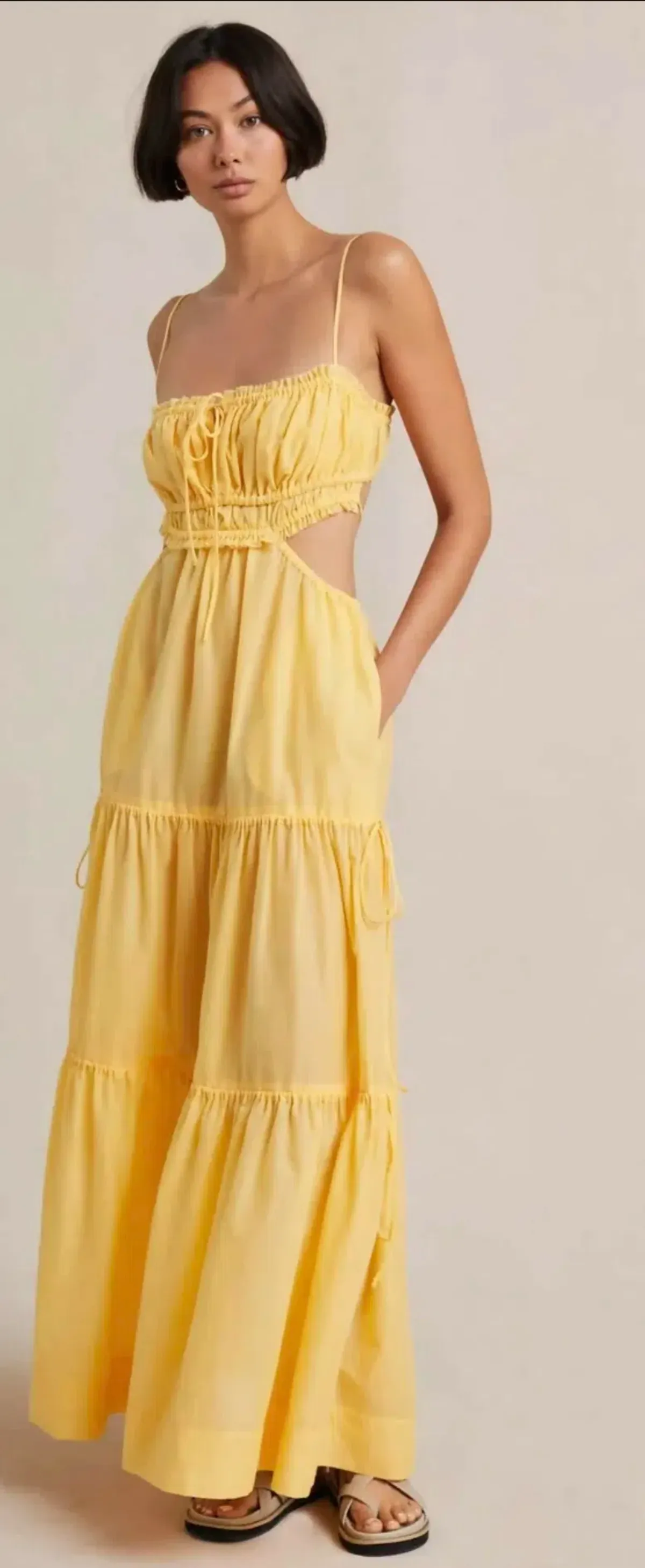 Bec and Bridge Alexandra Tie Maxi Dress Yellow Size 8 for rent on The Volte - main image