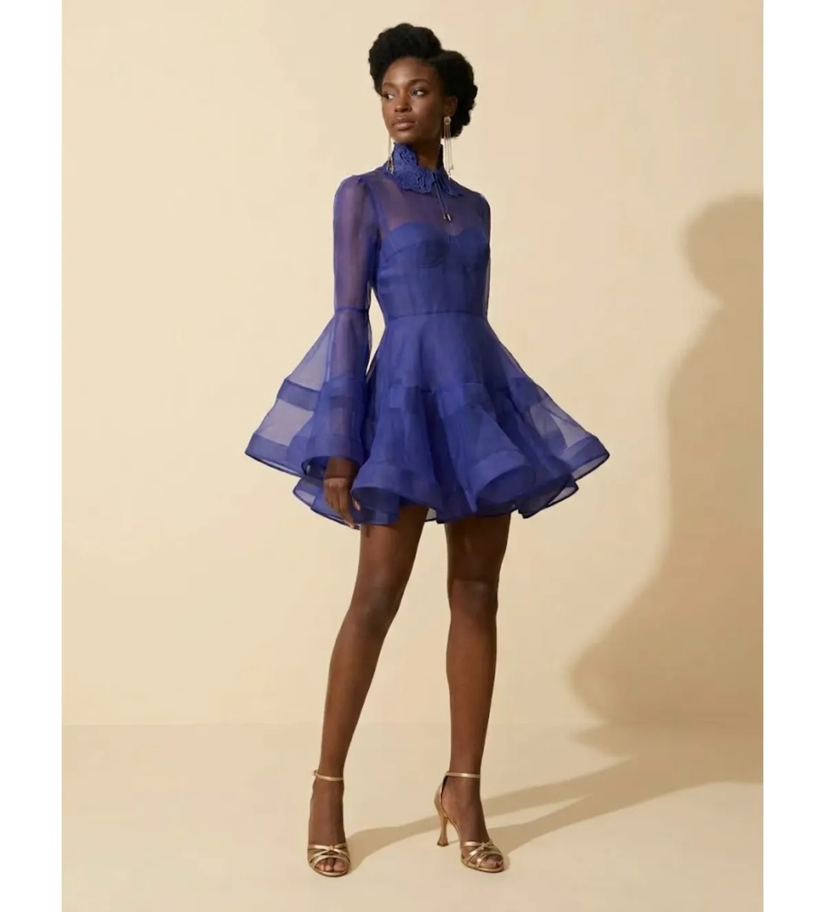 Zimmermann Clash Lantern Mini Dress in Electric Blue Size 1/AU10 for rent on The Volte - main image