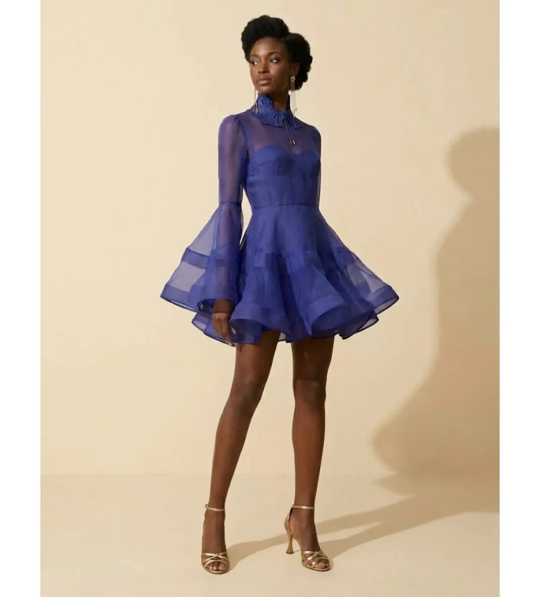 Zimmermann Clash Lantern Mini Dress in Electric Blue Size 0/AU8 for rent on The Volte - main image