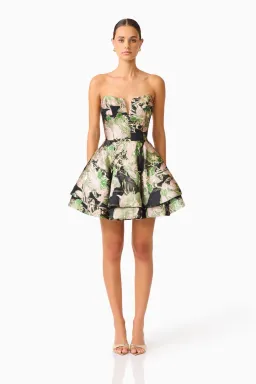 Elliatt Florayne Sweetheart Mini Dress in Black & Green Floral Size L / AU 12 for rent on The Volte - image 1