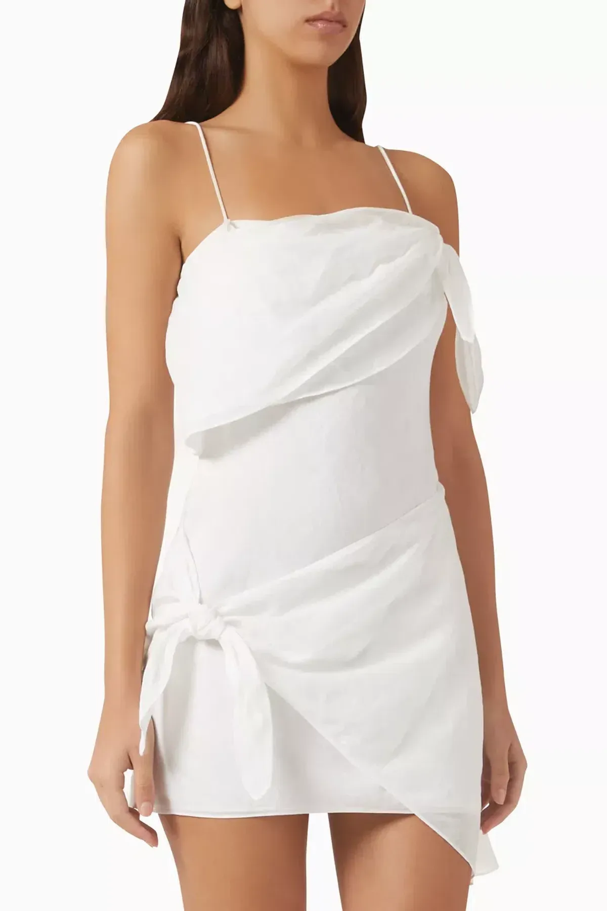 SIR Rosalia Wrap Mini Dress in White Ivory | Size 2 AU 10 UK 10 US 6 for rent on The Volte - main image