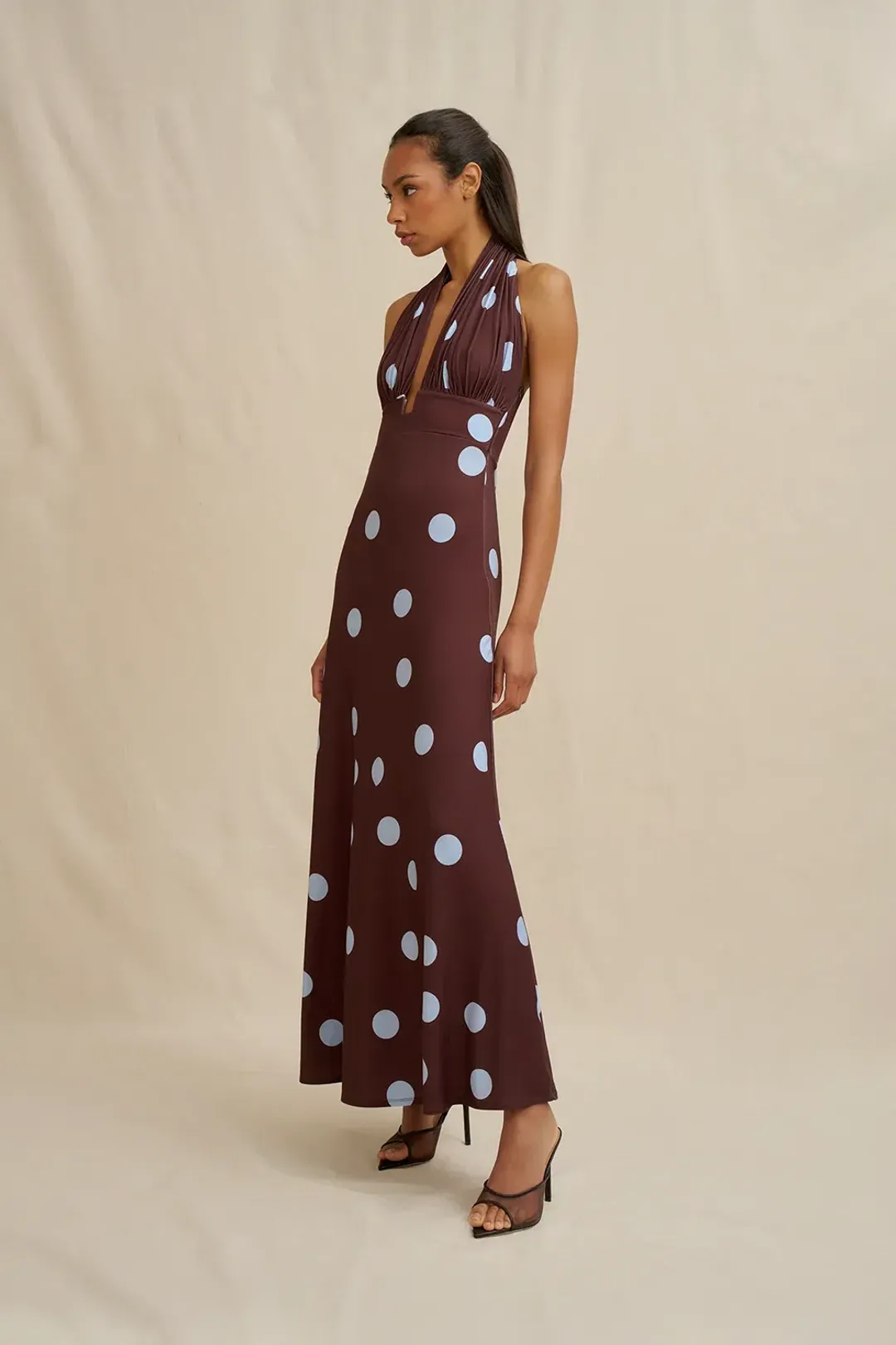 By Johnny Paloma Polka Ankle Dress in Blue Brown Spot size 12 for rent on The Volte - main image