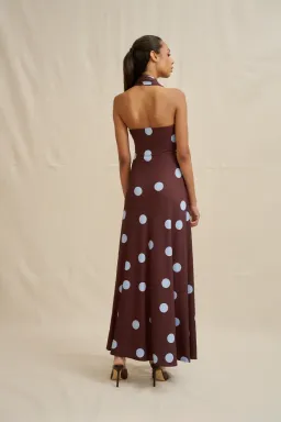 By Johnny Paloma Polka Ankle Dress in Blue Brown Spot size 12 for rent on The Volte - image 4