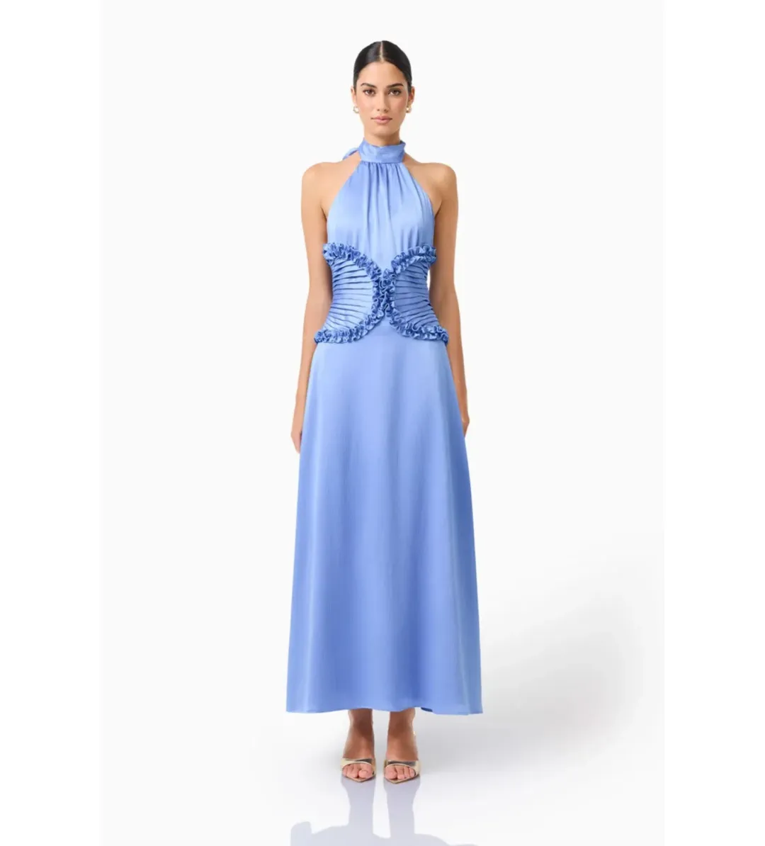 Elliatt Poselia Halter Midi Dress in Slate Blue Size M/AU10 for rent on The Volte - main image