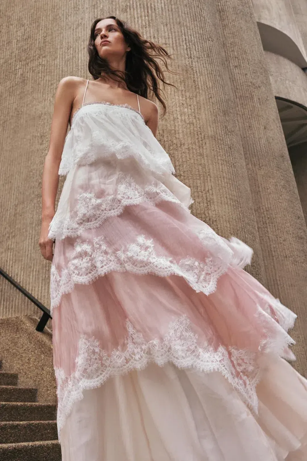  Brand New🩷 Aje Ophelia Lace Gown Size 12 in Multi Pink & Ivory 🩷 for rent on The Volte - main image