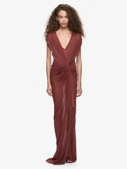Bec and Bridge Leia Drape Maxi Dress in Rust Size AU 8 for rent on The Volte - image 1