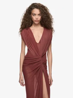 Bec and Bridge Leia Drape Maxi Dress in Rust Size AU 8 for rent on The Volte - image 2