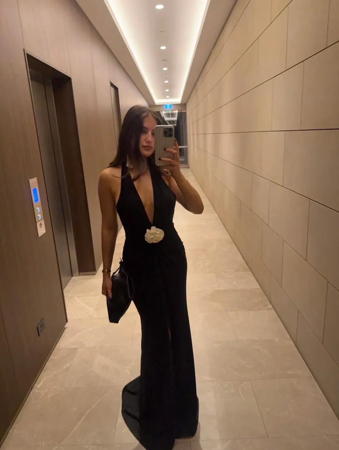 Roserry Mallorca Jersey Backless Maxi Dress in Black for rent on The Volte - main image