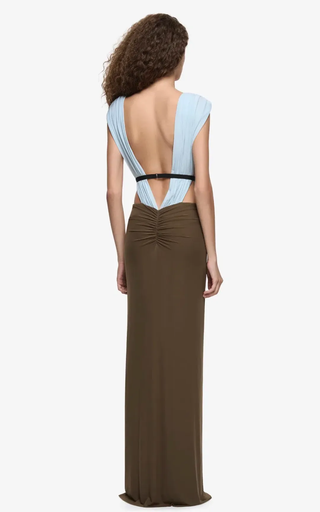 Bec & Bridge Anaya V Maxi Dress Blue & Latte size 8 for rent on The Volte - main image