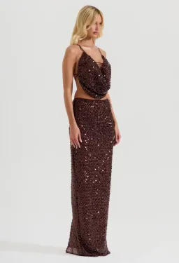 SYDNEY LANE CRYSTAL QUARTZ DRAPED TOP & MAXI SKIRT. SIZE S (6-8 AU) for rent on The Volte - image 3