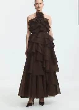 Aje villa gown size 14 chocolate brown  for rent on The Volte - image 1