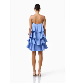 Elliatt Poselia Tiered Mini Dress in Slate Blue Size XS/AU6 for rent on The Volte - image 3