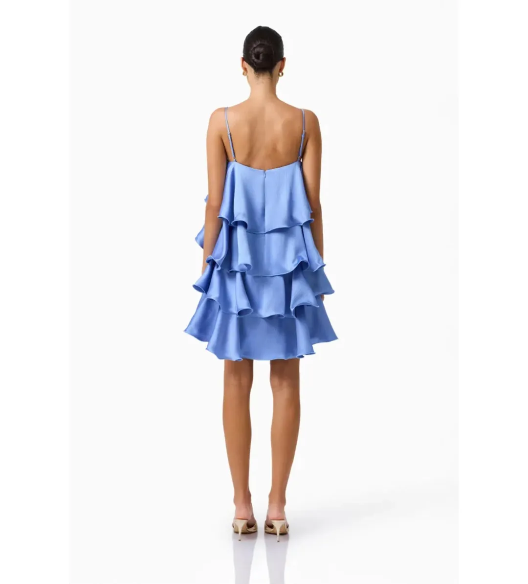Elliatt Poselia Tiered Mini Dress in Slate Blue Size S/AU8 for rent on The Volte - main image