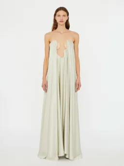 Christopher Esber Putty Textured Silk Salacia Strapless Gown. Size 8 AU for rent on The Volte - image 1