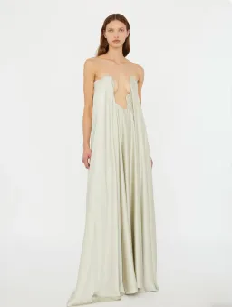 Christopher Esber Putty Textured Silk Salacia Strapless Gown. Size 8 AU for rent on The Volte - image 3