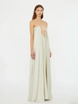 Christopher Esber Putty Textured Silk Salacia Strapless Gown. Size 8 AU for rent on The Volte - image 2