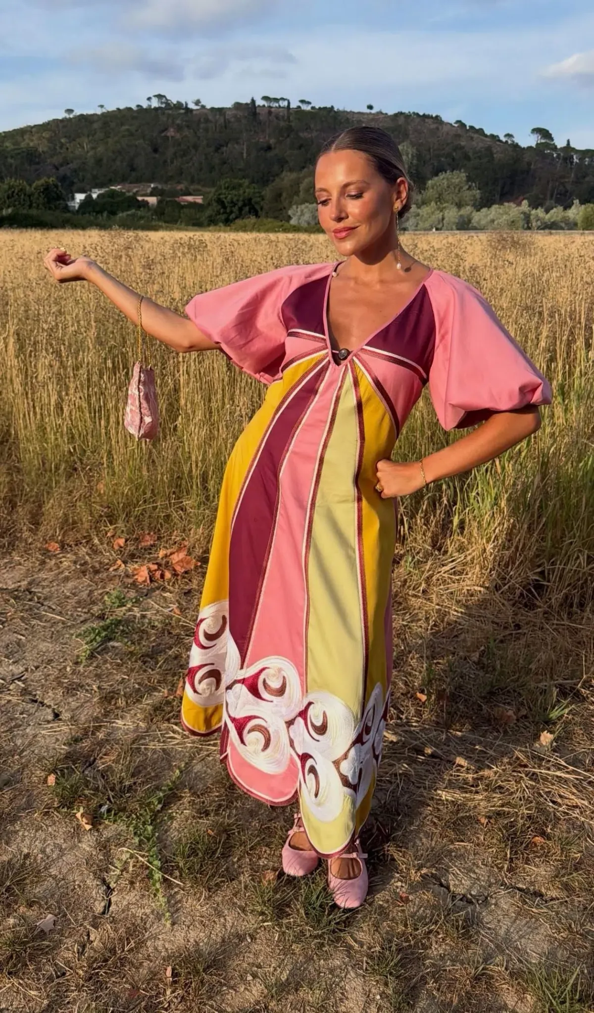 ANTIPODEAN TWIN RIVERS CURVE PANEL MAXI DRESS SIZE 14 for rent on The Volte - main image