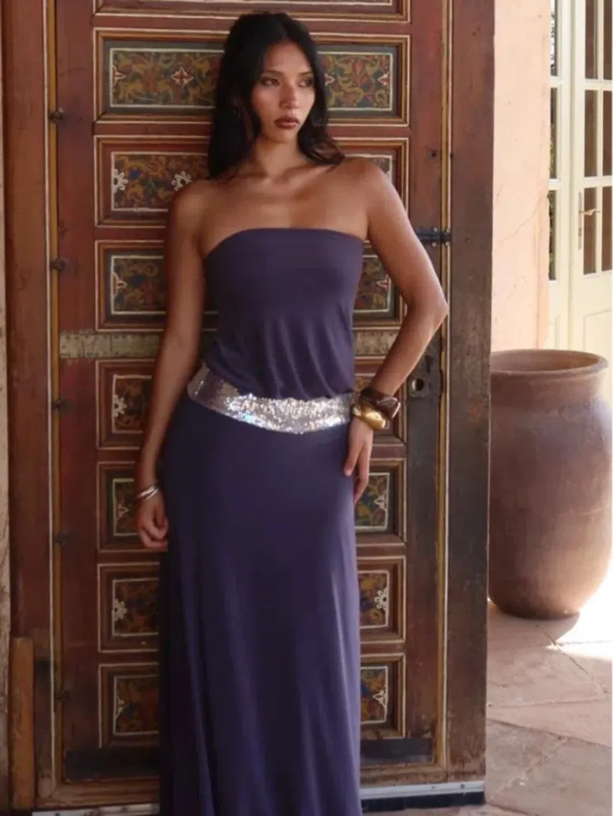 Syl'a Vie Isla Maxi Dress in Charcoal Grey Size S for rent on The Volte - main image