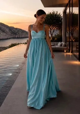 OROTON BODICE DETAIL GOWN LAKE BLUE SIZE 10 for rent on The Volte - image 1