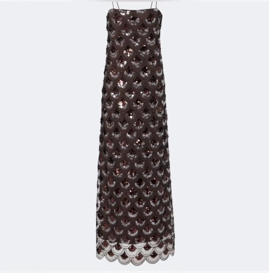 Rotate brown sequin maxi dress for rent on The Volte - main image