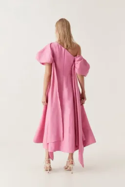 Aje Arista Tulip Sleeve Asymmetrical Midi Dress Cerise Pink Size 12 for rent on The Volte - image 4