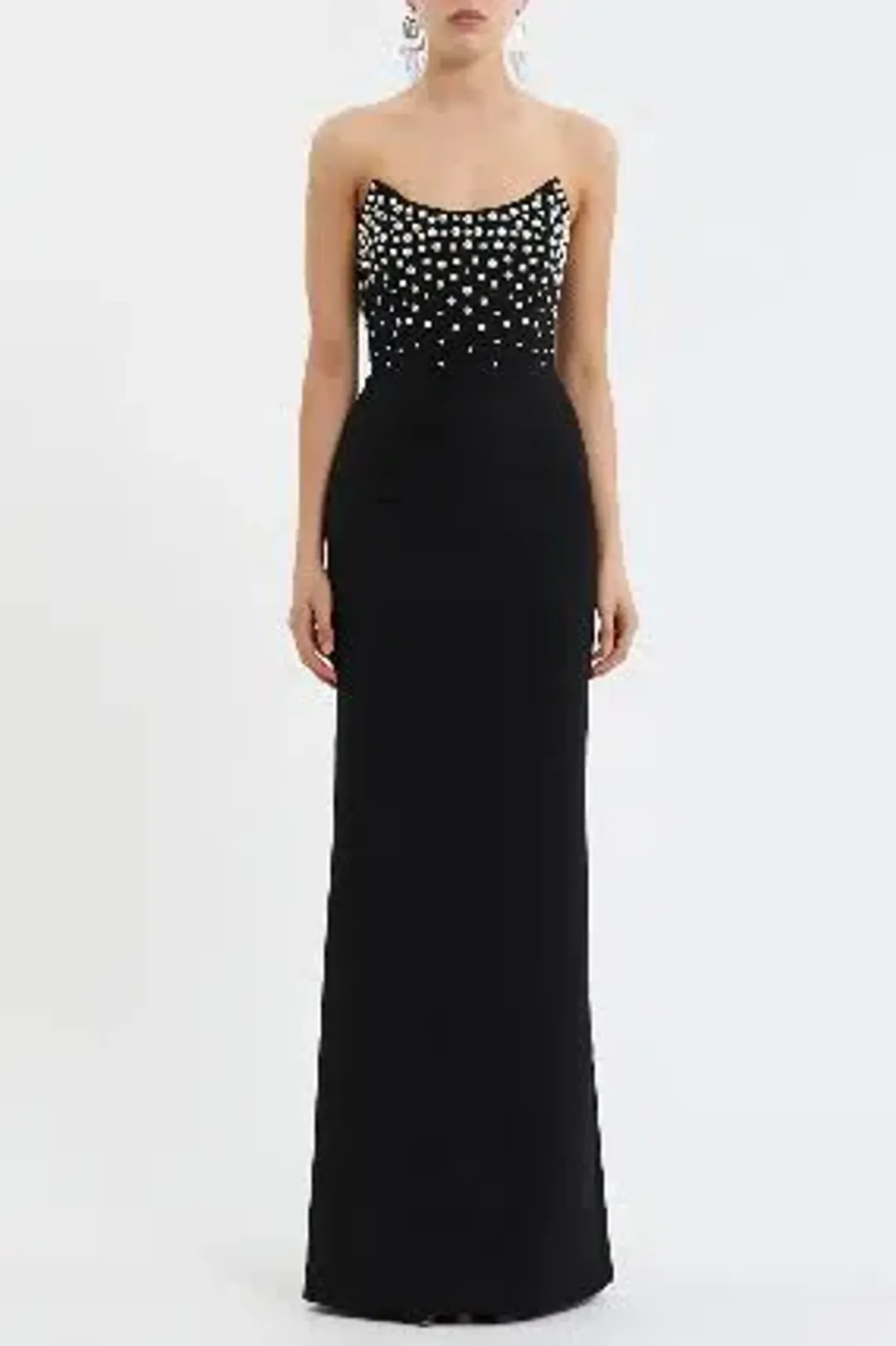 🖤 Rebecca Vallance Lynette Gown – Size AU 8 - Black Pearl Embellished Formal Maxi Dress – 🖤 for rent on The Volte - main image