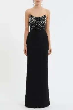 🖤 Rebecca Vallance Lynette Gown – Size AU 8 - Black Pearl Embellished Formal Maxi Dress – 🖤 for rent on The Volte - image 12