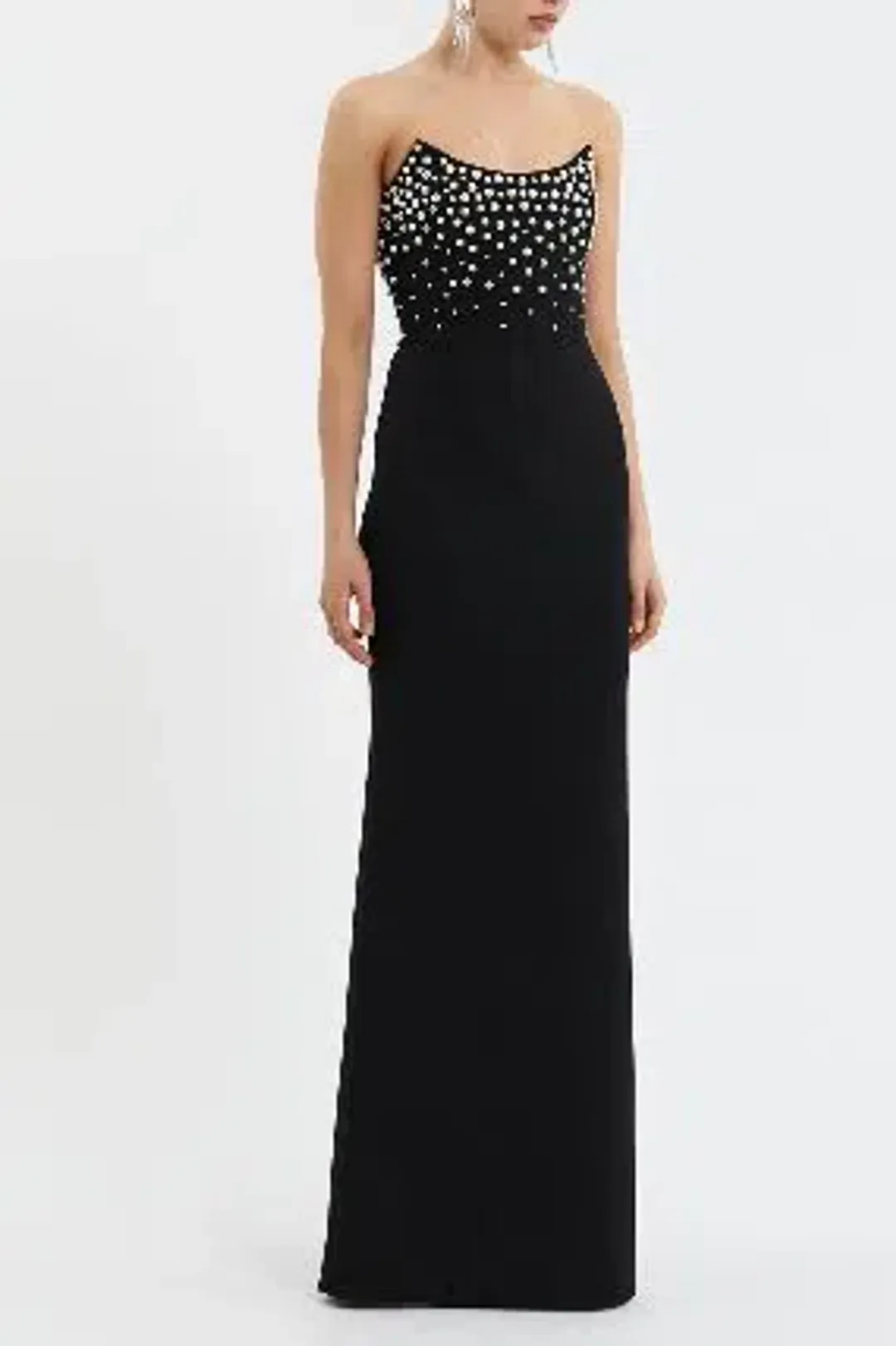🖤 Rebecca Vallance Lynette Gown – Size AU 8 - Black Pearl Embellished Formal Maxi Dress – 🖤 for rent on The Volte - main image