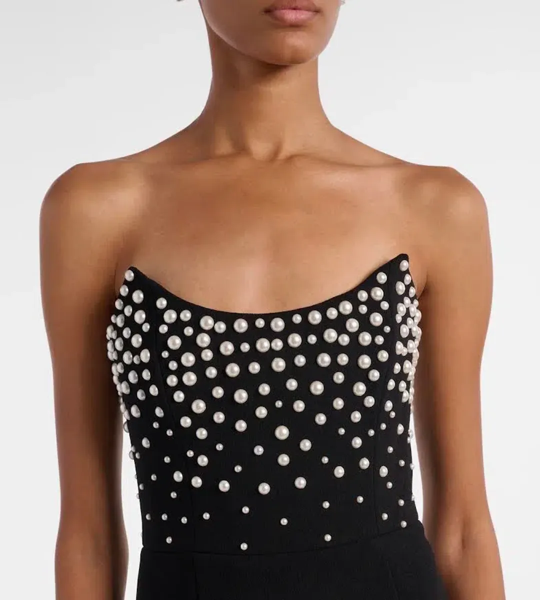 🖤 Rebecca Vallance Lynette Gown – Size AU 8 - Black Pearl Embellished Formal Maxi Dress – 🖤 for rent on The Volte - main image