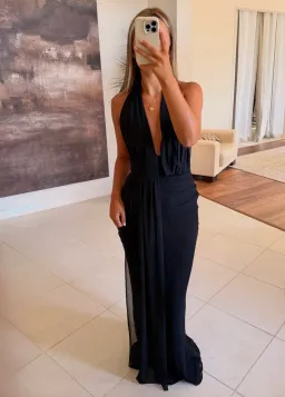 Bec & Bridge Cassis drape maxi dress black size 12 for rent on The Volte - image 2