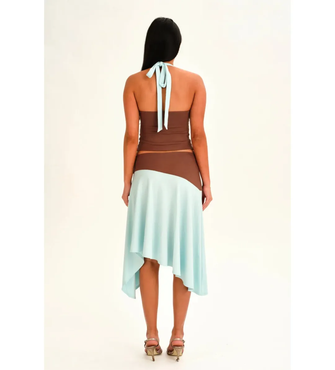 Sabelle Jemima Halter Top and Midi Skirt Set in Sky Size AU8 for rent on The Volte - main image