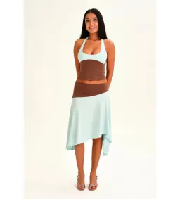 Sabelle Jemima Halter Top and Midi Skirt Set in Sky Size AU8 for rent on The Volte - image 2