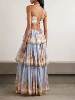 🩵 Zimmermann Daylight Tiered Maxi Dress – Size 2 / 12 AU - Wallpaper Floral Denim 🩵 for rent on The Volte - image 9