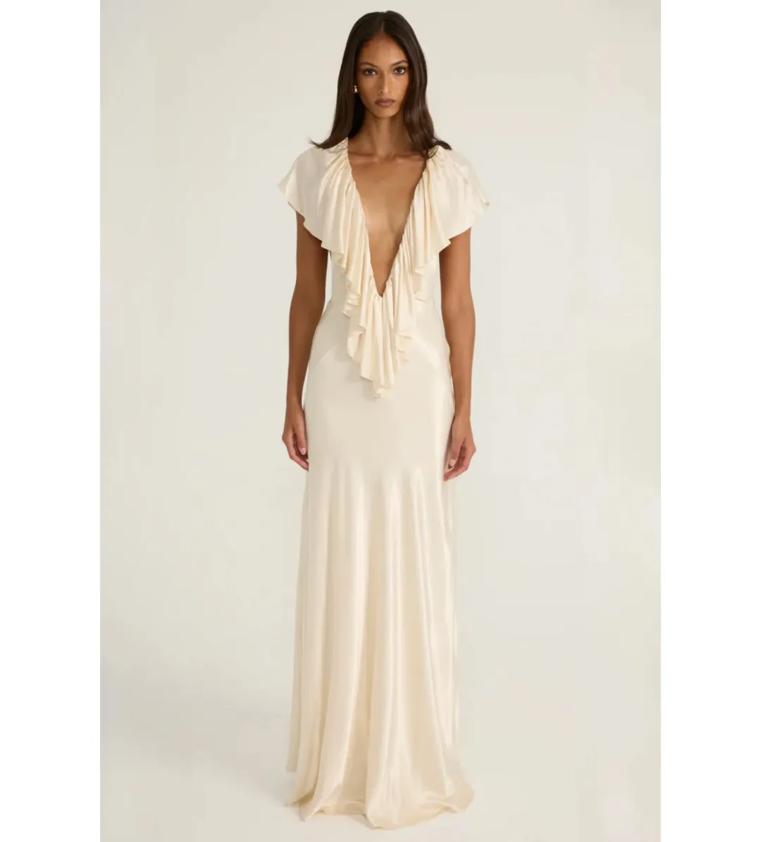 Ance Gria Clover Gown in Satin Cream Size AU8 for rent on The Volte - main image