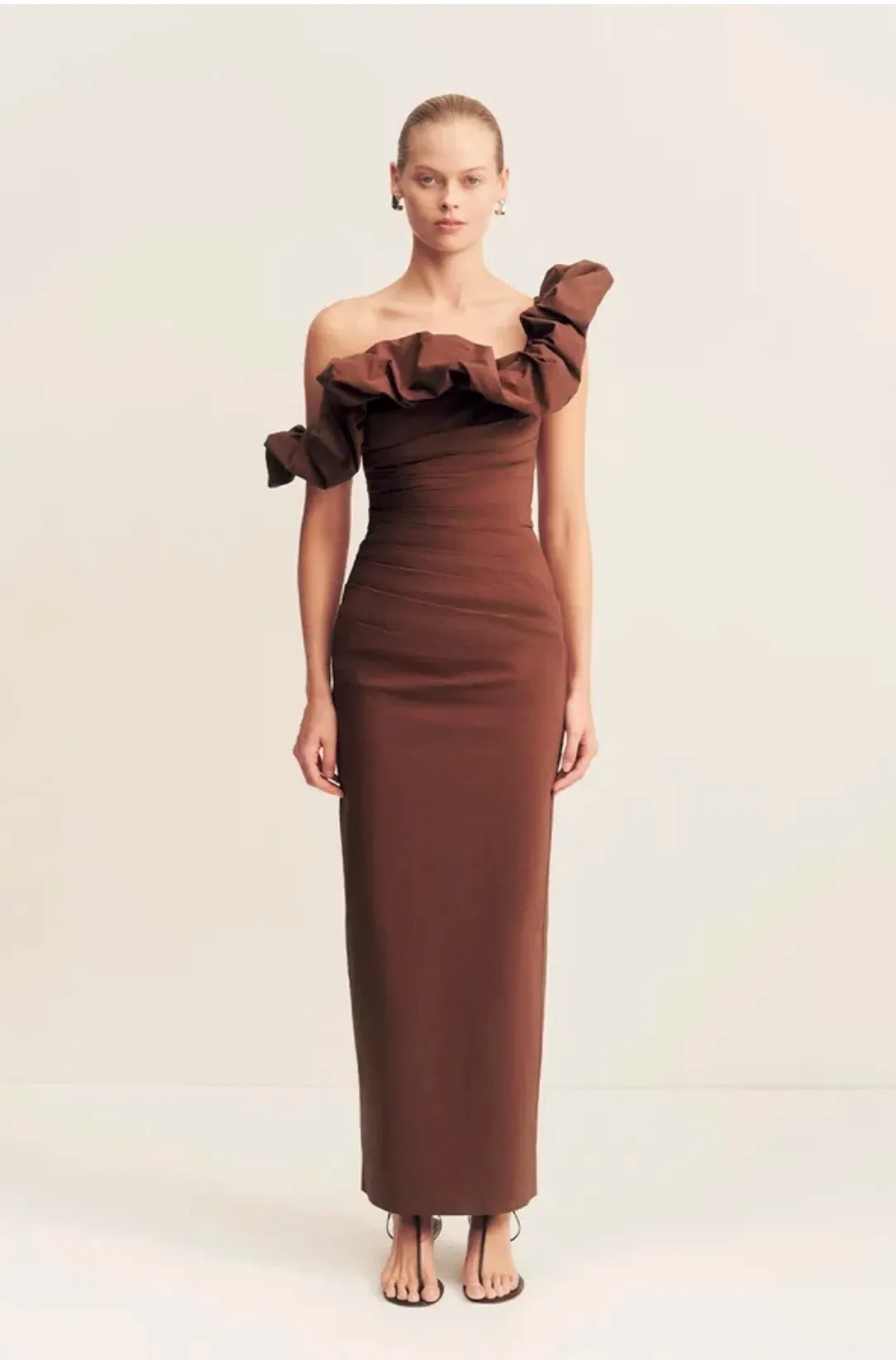 Shona Joy Ruffle draped maxi dress - Size 8  for rent on The Volte - main image