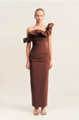 Shona Joy Ruffle draped maxi dress - Size 8  for rent on The Volte - image 2