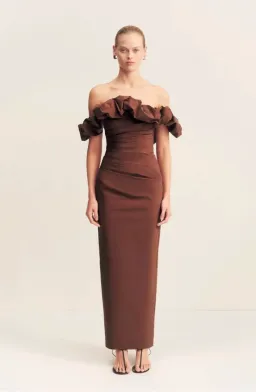 Shona Joy Ruffle draped maxi dress - Size 8  for rent on The Volte - image 1