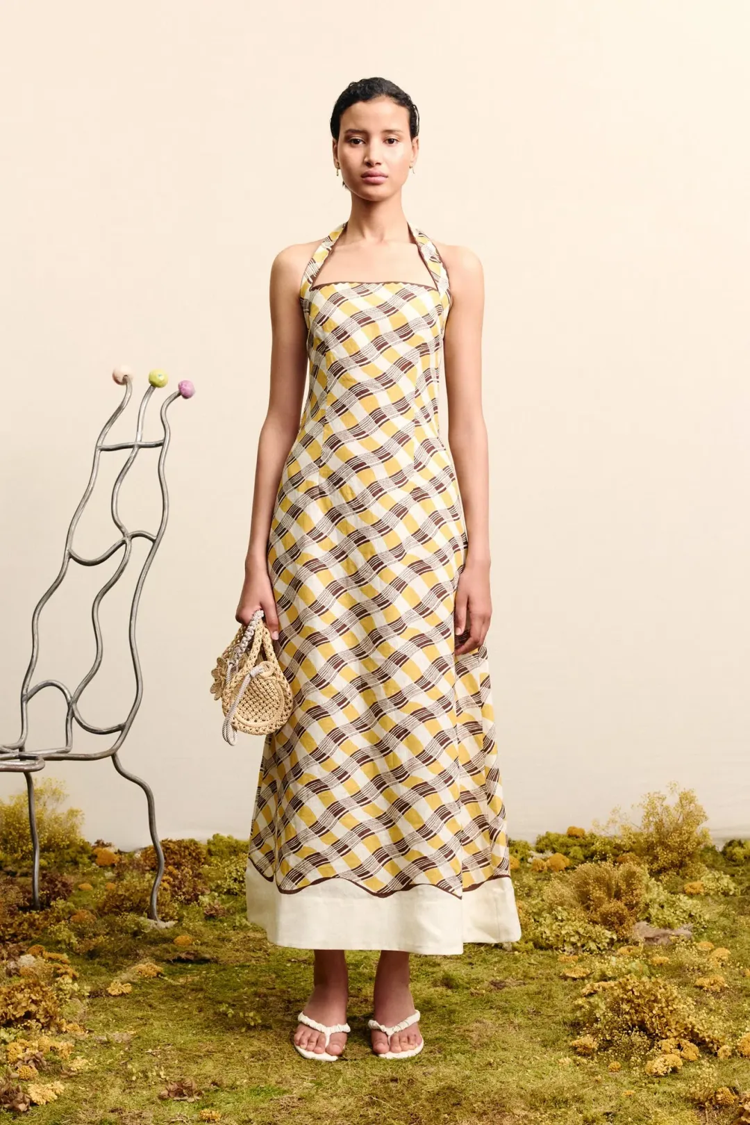 ALEMAIS BASILIA HALTER MIDI DRESS SIZE 8 for rent on The Volte - main image