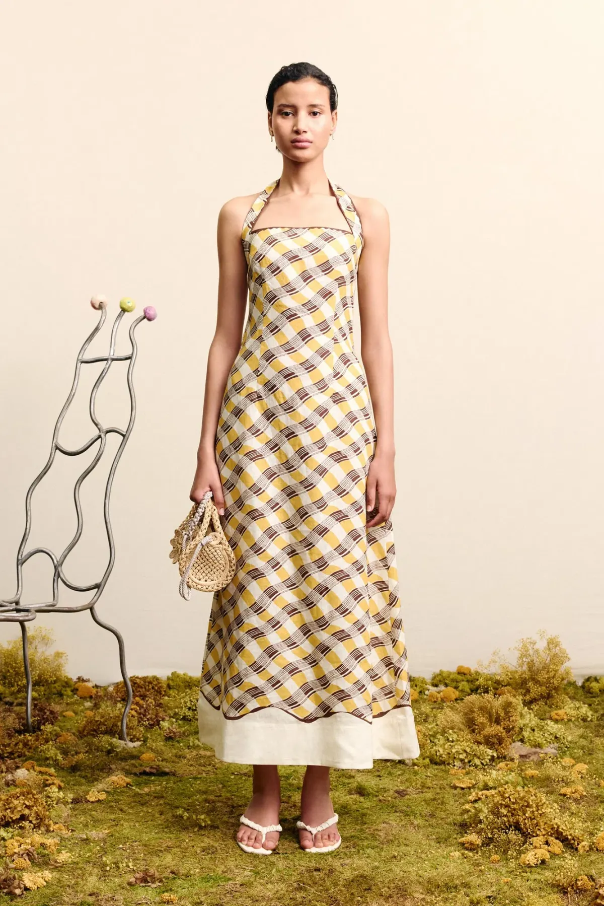 ALEMAIS BASILIA HALTER MIDI DRESS SIZE 8 for rent on The Volte - main image