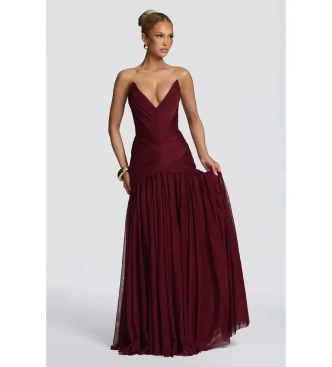 Babyboo Persephara Maxi Dress in Cherry Lacquer Size AU10 for rent on The Volte - main image