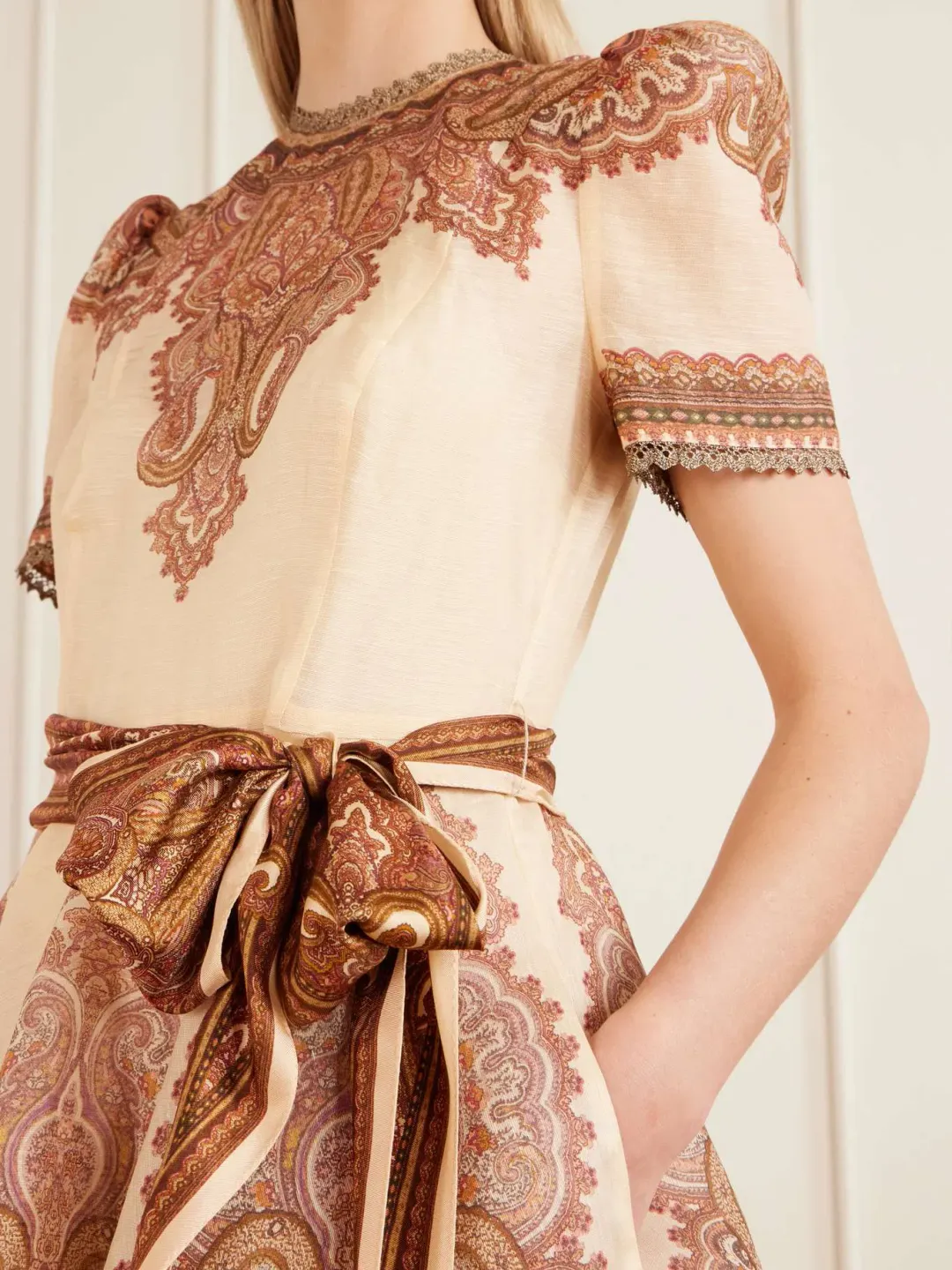Zimmermann Ascent Picnic Latte Paisley printed mini dress size 2 au 12 for rent on The Volte - main image