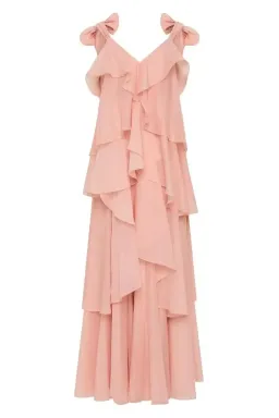 BRAND NEW 🌸 Aje Gracie Tiered Maxi Dress - Size 8 - Gown Muted Rose Pink - 🌸 for rent on The Volte - image 9
