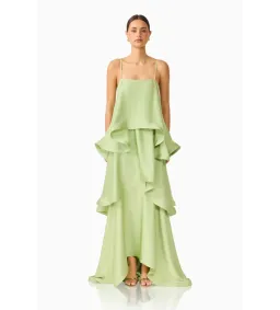 Elliatt Tilly Tiered Maxi Dress in Sage Green Size L/AU12 for rent on The Volte - image 1